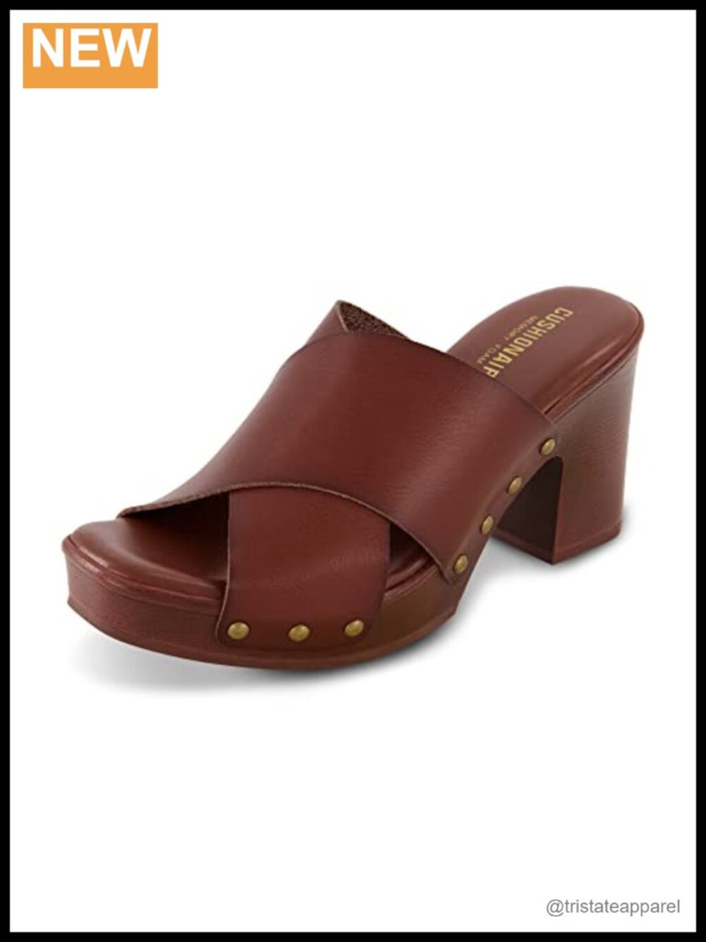 Womens Kamari Faux Wood Sandal Memory Foam Wide Width 3 Inch Heel